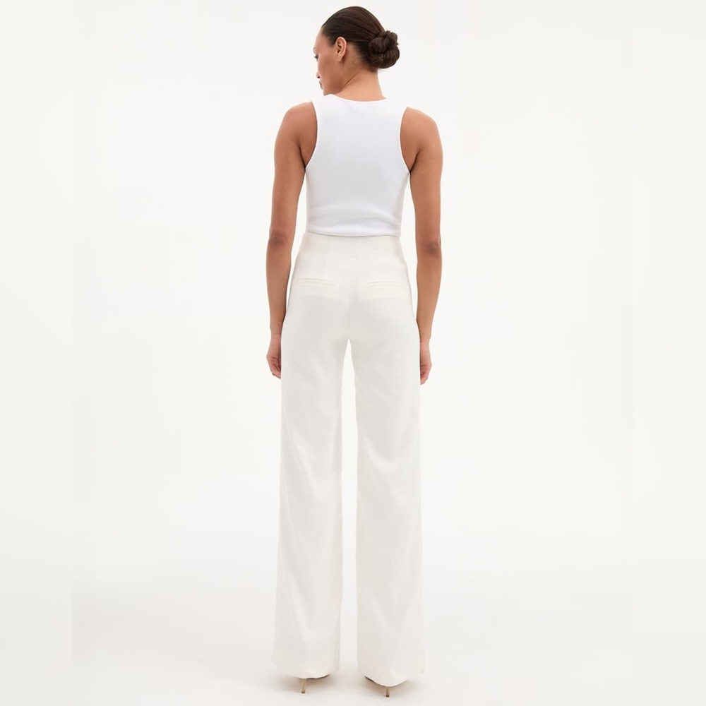 NWT Veronica Beard Jude Linen Wide-Leg Pant | High-Rise Pant Size 6 In Off-White - Picture 12 of 14